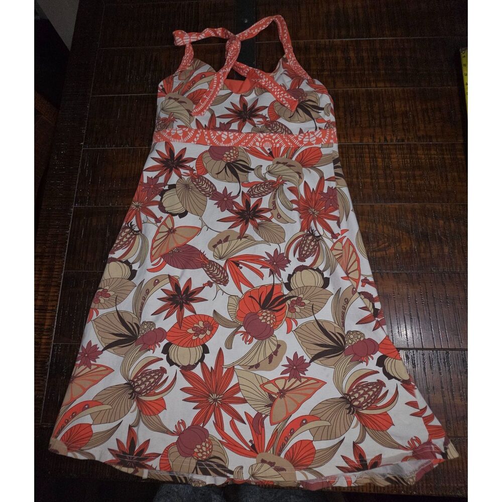 Patagonia Iliana Orange Floral Halter Dress Women's Size Extra Large